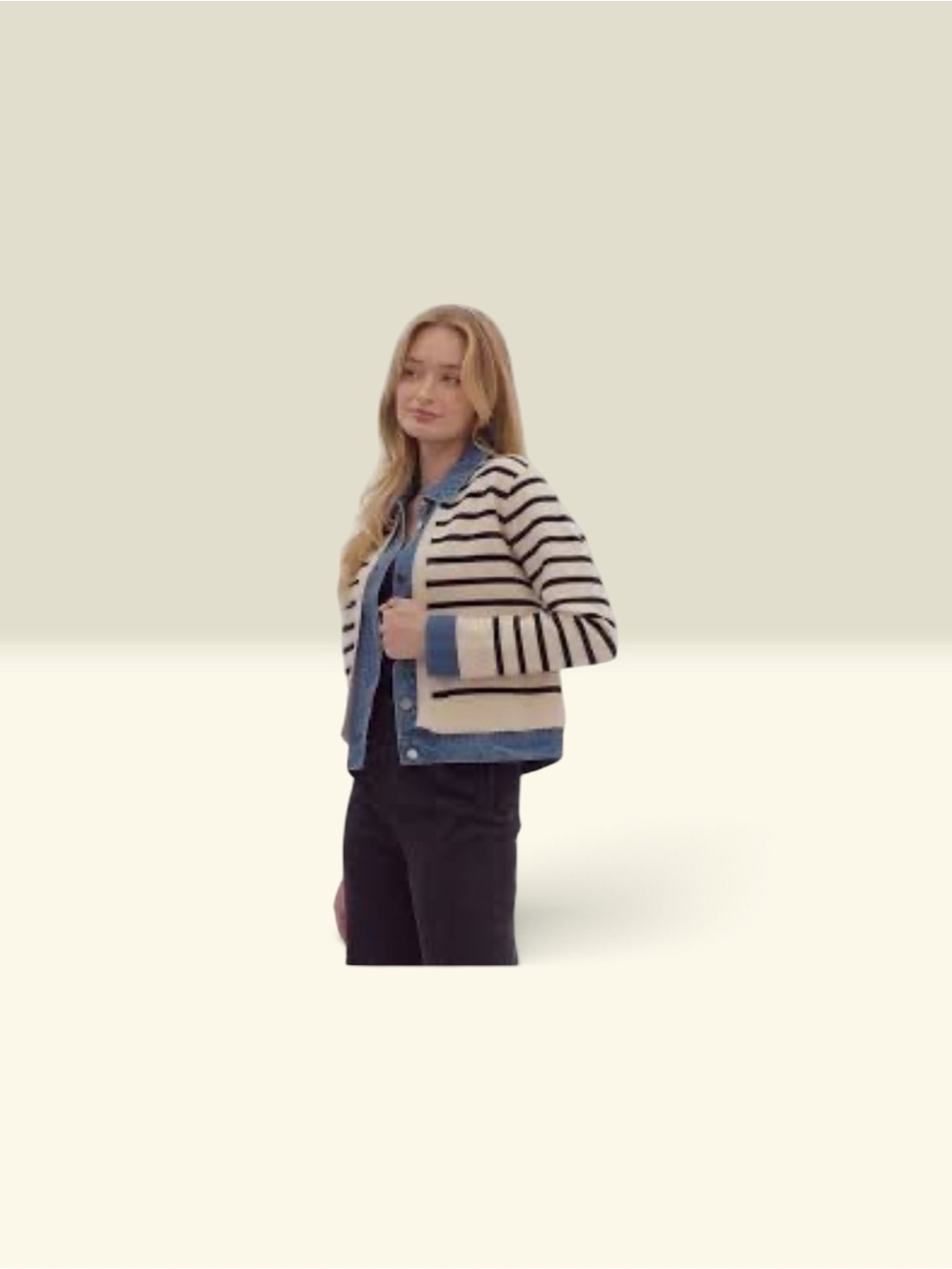 Striped Knit Women’s Jacket in Cream and Black